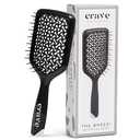 Crave Naturals Detangling Hair Brush - Vented Cushion Curly Hair Brush with Gentle Bristles for Wet or Dry Hair - Lightweight Wet Brush for Adults, Kids, and All Hair Types - 8.9x3.2x1.4-Inch (Black)