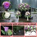 3 Pcs Artificial Cemetery Flower Saddles Cemetery Flowers for Grave Memorial Grave Flowers with Vases for Cemetery Decoration