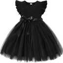 Sinhoon Toddler Girl Tulle Dress Summer Ruffle Sleeveless Baby Girl Fashion Casual Dresses 1-6Y (Black)