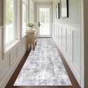 Capslpad 2x10 Grey Hallway Runner, Ultra Soft Fabric Washable Runner Rug, Non-Slip Rubber Backing, Stain Resistant Low Pile Runners for Hallways, Kitchen, Entryway, Bedroom, Laundry