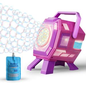 Belemar Bubble Machine for Kids with Lights, 6 Big Bubble Holes, Up to 15,000 Bubbles/Min, 320ml Large Tank, Battery Operated Portable Bubble Blower for Toddlers, Birthday Parties & Outdoor Fun