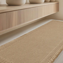 Extra Large Waffle Bath Mat, Boho Woven Modern Bath Rug Absorbent Non Slip, Ultra Soft Bathroom Mats, Machine Washable Knit Bath Rugs with Border for Bathroom, Bedroom, Kitchen, Shower, 6'x2', Beige