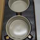 SPUNKYJUNKY Ceramic Dog and Cat Bowl with Wood Stand Non-Slip Matte Glaze Weighted Food Water Set for Cat Medium Dog 28.7 OZ (3.6 CUPS)