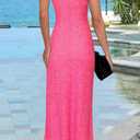 2 x PRETTYGARDEN Womens Summer Dresses Spaghetti Strap Floral Maxi Dress Sleeveless Long Bodycon Dresses Wedding Guest Dress (L)