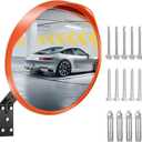 12 Inches Convex Safety Mirror Adjusted Blind Spot View Range Corner, Sturdy Garage Mirror for Outdoor, Store, Parking (Orange)