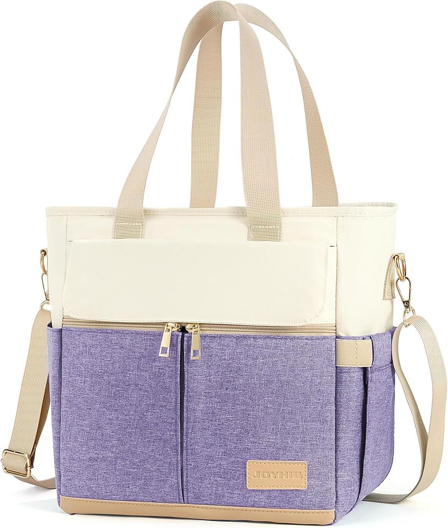 JOYHILL Lunch Bag for Women, Lunch Tote Leakproof Insulated Lunch Box with Shoulder Strap, Adult Reusable Lunch Cooler Tote Bags for Work Picnic Camping Beach (H-LIGHT PURPLE)