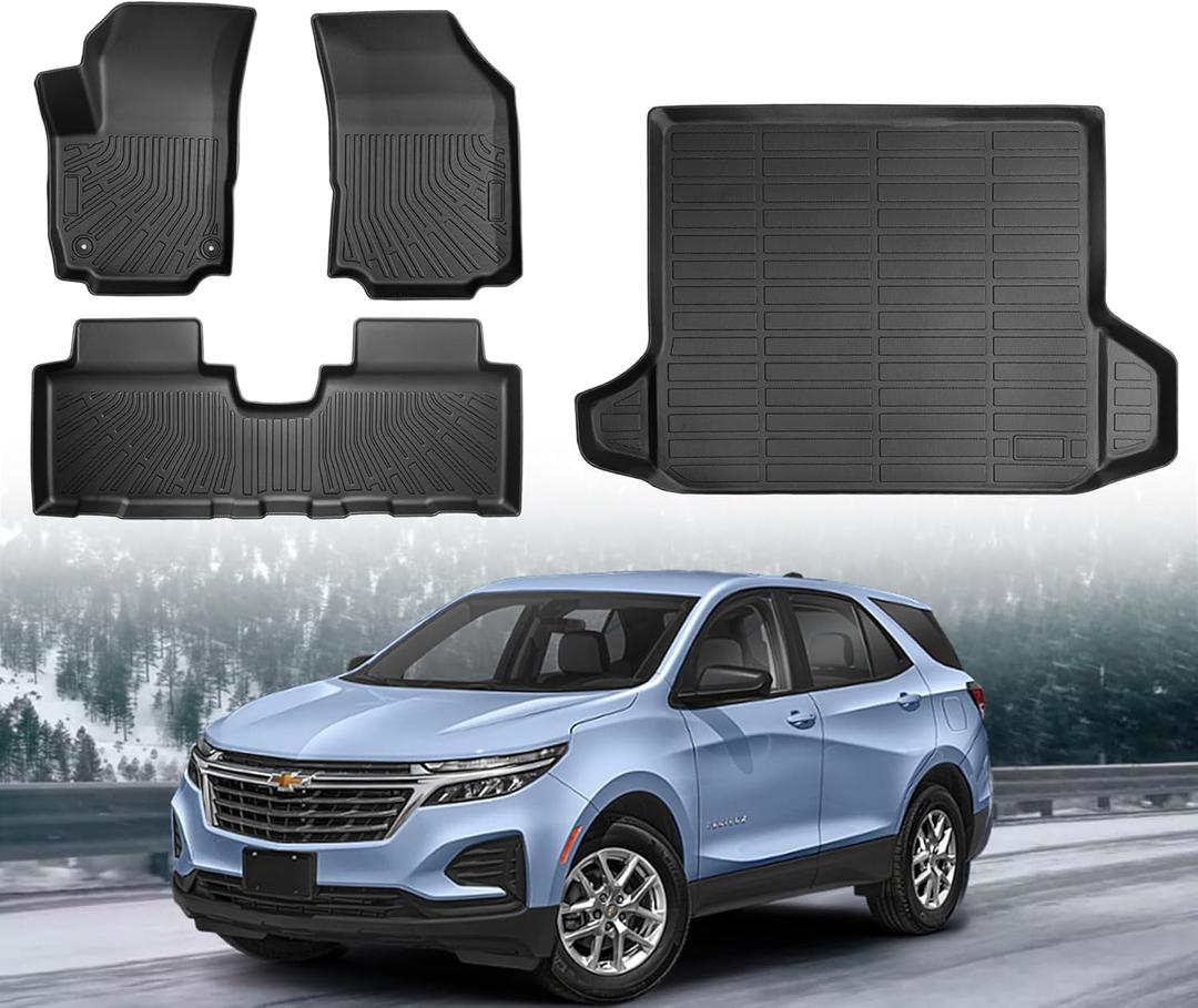 Floor & Cargo Mats for 2024-2018 Chevy Chevrolet Equinox Fuel/GMC Terrain (Not for EV) All Weather Rubber Floor Liners for Equinox Terrain Accessories Car Mats Easy Clean, Odorless Anti-Slip