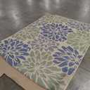 JONATHAN Y Floral Textured Weave Indoor Outdoor Area Rug 8X10 Navy/Green, Zinnia Modern for Backyard, Patio, Porch, Easy-Cleaning, High Traffic, Pet-Friendly, Non-Shedding (SMB110B-8) (7'9" x 10' (Rectangular))