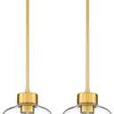 2-Pack Pendant Lights Kitchen Island, 8" Brushed Gold Hanging Light Fixtures with Clear Glass Shade, Modern Brass Kitchen Pendant Lighting Over Island for Dining Room, AD-24024-1P2L-GD