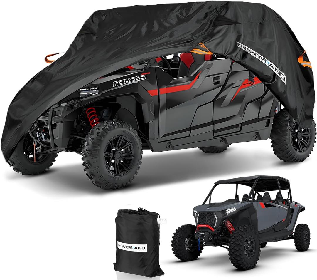 NEVERLAND UTV Cover Heavy Waterproof Denier Oxford Cloth for Polaris RZR Yamaha Can-Am Defender Kawasaki Ranger Cover 4-6 Passenger Black