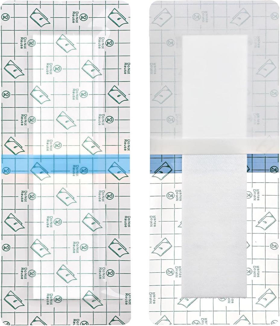 14 Pcs Long Waterproof Bandage 4"x12" for Post Knee Replacement Hip Surgery Recovery Shower Protector Surgical Incision Adhesive Larger Wounds Cover Island Dressing Bordered Gauze