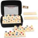 Rummy Cube 6 Player Edition with 6 Wooden Racks/Trays, 160 Large Numbers Rummy Tiles Set with Zippered Case, Rummy Travel Game Set with 6 Tiles Holders - Classic Board Games for Family Adults Kids