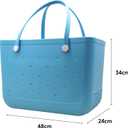 X-Large Waterproof Sandproof Rubber Beach Tote Bag with Zipper Pocket and Phone Kickstand Cup