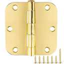 12 Pack Door Hinges for Doors Interior 3 1/ 2 Door Hinges 3.5 Inch 5/ 8" Radius Rounded Polished Brass Hinges Bright Gold Bedroom Bathroom Office Hallway Indoor Standard Residential Door Hinge Yellow