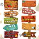 Hooqict 20 Pieces Camping Themed Party Decorations Camping Party Directional Signs for Summer Camp Decor Welcome to Camp Birthday Party Supplies Classroom Wall Door Porch Yard Sign