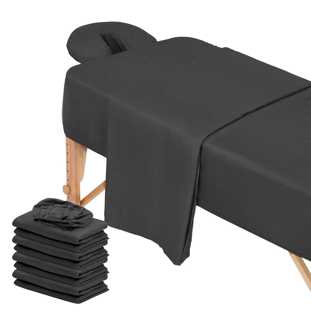 12 Pcs 4 Sets Premium Microfiber Massage Table Sheet Set, Include Massage Table Cover, Massage Fitted Sheet, Massage Face Rest Cover for Beauty Salon Spa Hair Salon (Black)