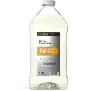 Clean Revolution SuperWash Dish Soap Spray 64oz Refill Supply Container, Ready to Use Formula, Citrus Fragrance, 1 Pack