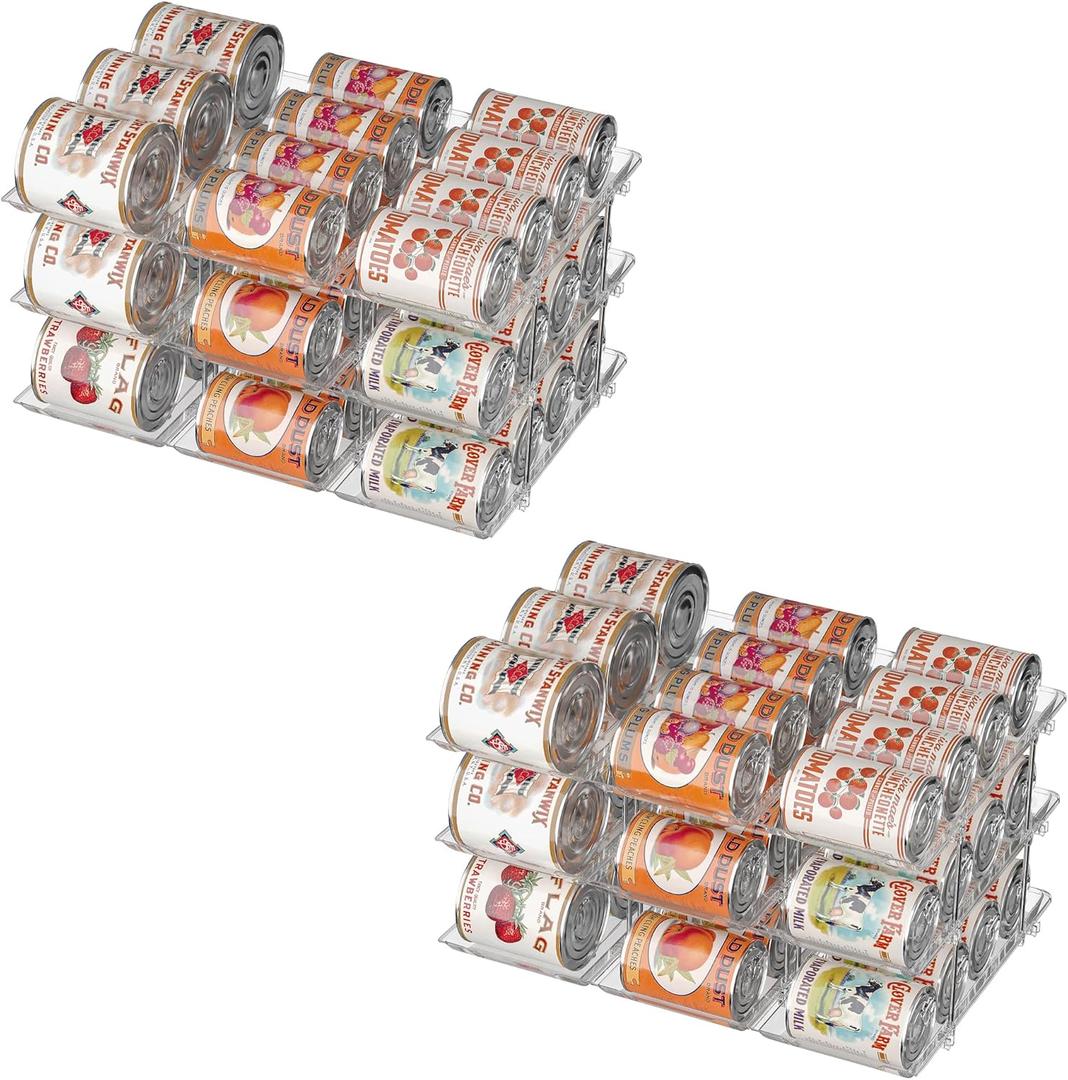Can Organizer for Pantry Soda Can Organizer Automatic Rolling Food Pantry Storage Rack Can Dispenser for Fridge Holds 72 Cans, Fits 5.8-Inch Soda and Can, Set of 18