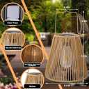 Solar Lanterns Outdoor Waterproof 2 Pack Faux Rattan Hanging Lights | Faux rattan shades, warm LED glow, auto on/off, tabletop or hanging display, metal handles, patio porch and yard decor