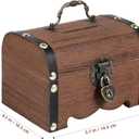 Vintage Piggy Bank Wood Treasure Chest with Lock and Key, 5.7 Inch Small Wooden Box Money Bank Saver for Wedding Birthday Favor