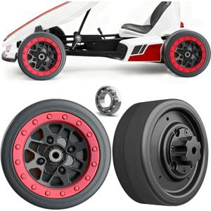 2 Pack 21CM/8.5'' PU Solid EVA Foam Tire for Power Wheels Go Kart Upgrade,1.2CM/0.47in Aperture Front/Rear Wheel for Car/SUV/UTV/ATV/Go Kart Replacement Parts, Free Coupler (8.5in tires)
