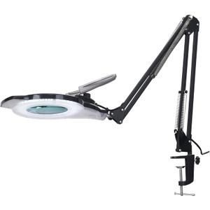 10X LED Magnifying Lamp with Clamp, KIRKAS 2,200 Lumens Dimmable Super Bright Daylight Magnifying Glass with Light, Adjustable Swivel Arm Lighted Magnifier Lamp for Reading Repair Crafts- Black