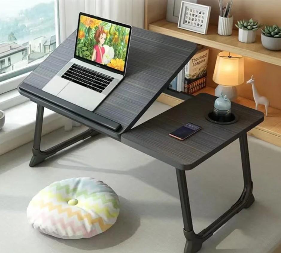 Laptop Desk for Bed Couch,Lap Desk for Laptop,Portable Laptop Stand for Desk,Small Adjustable Laptop Desk,Foldable Bed Table for Laptops and Writing, Bed Tray Table with Cup Holder(Black)