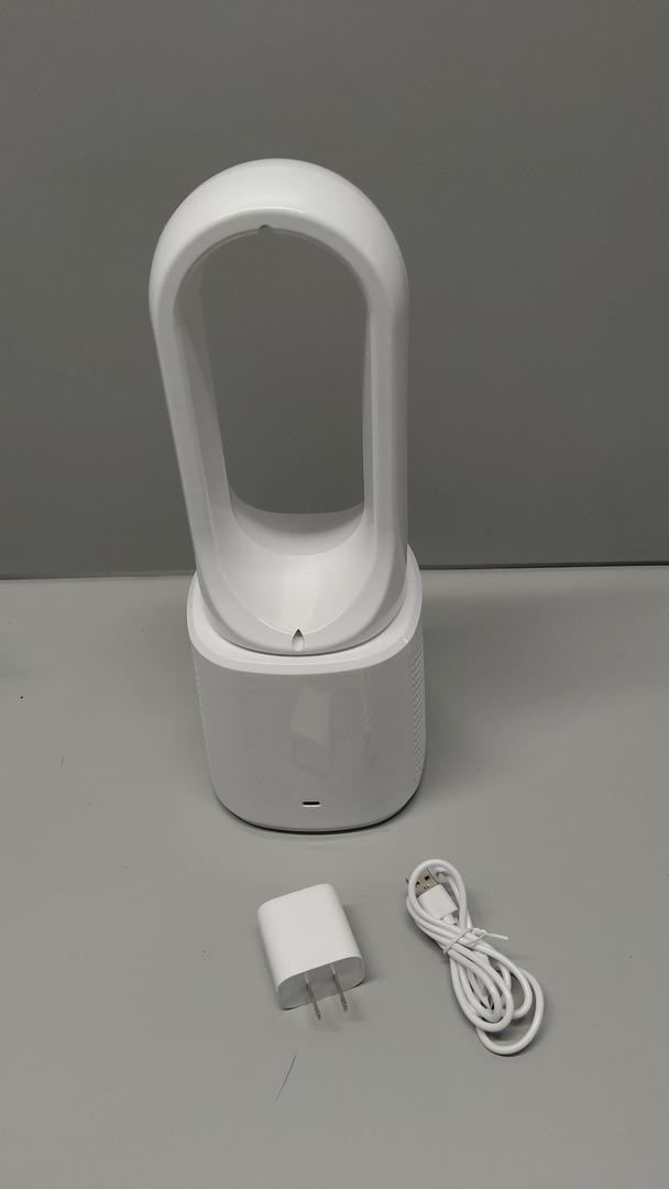 XDS Desk Bladeless Fan, 12.8 Inch Small Personal Cooling Fan with 6 Speed Adjustment, Button Control, Easy to Clean, Quiet Table Fan, Ideal for Office, Living Room, Bedroom (White)