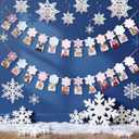 Epakh 24 Sets Winter Snowflake Photo Banner Snowflake Cards Wooden Clips with Ribbon Snowflakes Garland Hanging Ornaments Winter Decorations for Baby Shower Birthday Party Supplies