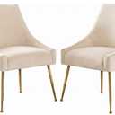 Dining Chairs Set of 2, Velvet Upholstered Modern Dining Chair with Elegant Gold Metal Legs, Mid-Century Dining Room Chair for Living Room White