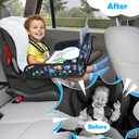2Pcs Kids Travel Tray for Toddler Carseat, Road Trip Activities Essentials for Toddler, Kids Lap Desk Tray with Tablet Holder Stand Dry Erase Board (Dinosaur & Mermaid)