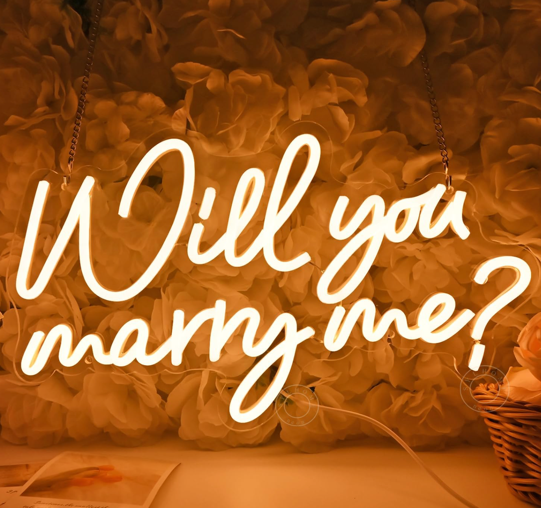 SYLHOME Will You Marry Me ? Led Neon Light Sign Hanging Proposal Wedding Party Wall Sign Decor Engagement Valentines Day for Girlfriend Bridal Shower USB 5V 15.75"X9.25"