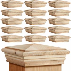 Geetery 16 Pcs 6 x 6 Inch (Actual 5.5'' x 5.5'') Wood Newel Post Cap Fence Post Cap for 5-5/8 Fence Topper Top Resistant Decking Caps for Outdoor Fences, Mailboxes and Decks (Cedar)