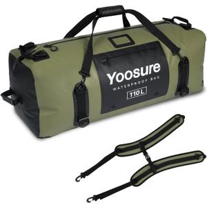 Waterproof Duffel Bag 110L - Marine Dry Bag with 700D PVC & Airtight Zipper, Extra Large Duffle Bag for Camping, Rafting, Kayaking, Boating, Car Roof Storage (Green)