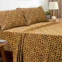 Sleepdown Cotton Bed Sheet Set - Leopard Brown, Full