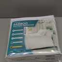 PlushDeluxe Premium Bamboo Mattress Protector  Queen Size, Waterproof, & Ultra Soft Breathable Noiseless Washable Bed Mattress Cover for Comfort & Protection - White