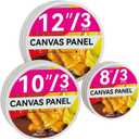 PHOENIX Round Canvas Painting Boards - 8 10 12 Inch/ 3 Pack Each - 9 PK Circle Canvas Boards for Painting - 100% Cotton Flat Triple Primed Blank Canvas for Oil, Acrylic Painting & Crafts (White)