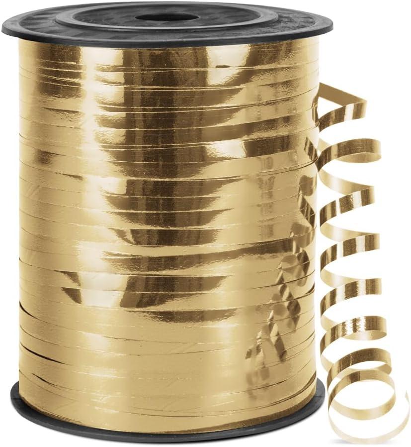 500 Yards Metallic Shiny Curling Ribbon with Spool, 1/5" Curly Ribbons - Perfect for Gift Wrapping, Florist Flowers, Birthday Party Decorations, and Balloon String Ribbon in Champagne Gold