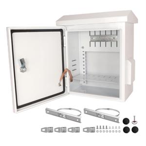 Outdoor Electrical Box 16'' x 12'' x 8'' One-Piece Ventilation Design Electrical Enclosure Box IP65 Waterproof Electrical Cabinet Street Light Box with Wall Hanging and Pole Mounting Parts