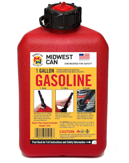 Quick-Flow Spout Midwest Can 1210 Auto Shut Off Gasoline Can - 1 Gallon