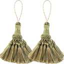 BEL AVENIR Elegant Polyester Tassel Handmade Colorful Craft Tassels Charms for Key Chain Straps DIY Accessories (Green, 2 Pack)