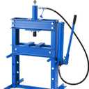 10 Ton Hydraulic Shop Press with Pressure Gauge & Plate, Heavy Duty H-Frame Benchtop Press with Height Adjustable Working Table for Auto Repair, Metalworking, Manufacturing, Blue