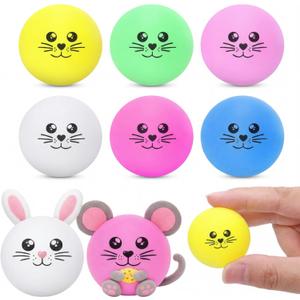 Soulchen 24 Pcs Easter Party Game Rabbit Bunny Table Tennis Balls Yellow Chicken Chickie Plastic Funny Table Tennis Stress Props 40 mm for Spring Playing Party Favors Gift Bag Filler(Easter Rabbit)