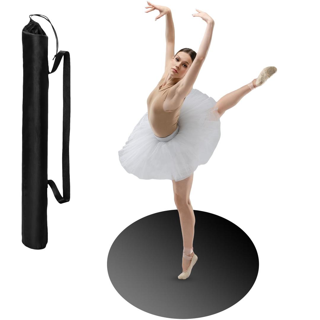 PullCrease Portable Dance Floor Vinyl Ballet,Black,33 Inch,Round