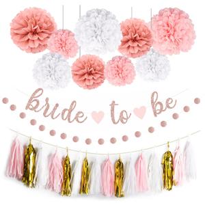 NISOCY Bachelorette Party Decoration, Pink Bridal Shower Decoration Bride to Be Sign Banner with Fringe Party Curtains and Honeycomb Balls for Wedding Bridal Shower Party Decorations