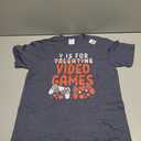 V is for Video Games Funny Valentines Gamer Boy Men Kids T-Shirt, Gray, Medium