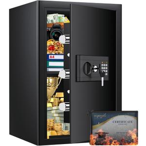 3.5 Cu ft Large Fireproof Safe, Safe Box Fireproof Waterproof, Digital Security Home Safes With Programmable Keypad & Removable Shelf, Fire Proof Safes for Home Document Money Firearm Valuables