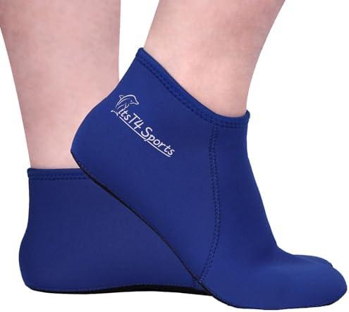FitsT4 Sports Neoprene Water Socks 3mm Snorkel Fin Anti-Slip Sock Swim Men Women Dive Wetsuit Booties, Small, Blue