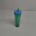 24oz Tumbler with Lid and Straw, Leak Proof and Double Wall Insulated Reusable Plastic Cups,Travel Reusable Iced Coffee Cup (1, Green)