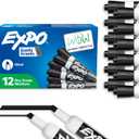 EXPO Low Odor Dry Erase Markers Black Chisel Tip for Versatile Lines Perfect for Home Classroom and Office Pack of 12